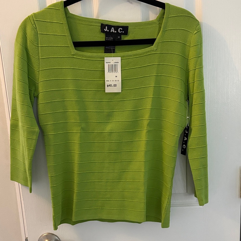Women's Lime Green Scoop Neck Ribbed Top